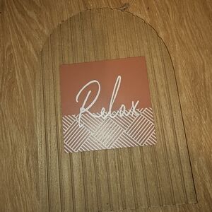 Wooden Relax Plaque in Brown and Pink